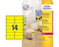 Etiquette repositionnable 99,1 x 38,1 mm laser Avery  jaune - Boîte de 350