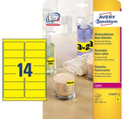 Etiquette repositionnable 99,1 x 38,1 mm laser Avery  jaune - Boîte de 350