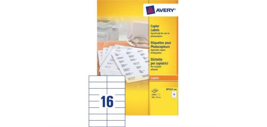 Boîte de 1600 étiquettes copieur coins carrés 105X37 Blanc DP167-100