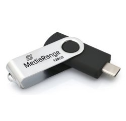 MediaRange MR1954 lecteur USB flash 128 Go USB Type-C 3.2 Gen 1 (3.1 Gen 1) Noir, Argent