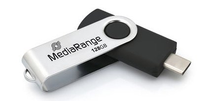 MediaRange MR1954 USB flash drive 128 GB USB Type-C 3.2 Gen 1 (3.1 Gen 1) Zwart, Zilver