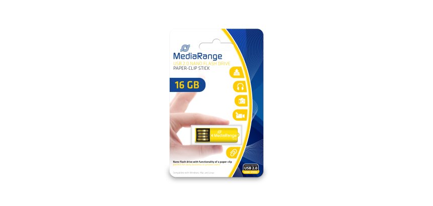 MediaRange MR976 USB flash drive 16 GB USB Type-A 2.0 Yellow