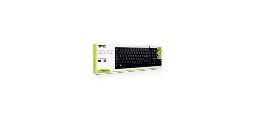 Port Designs 900753 clavier Bureau USB AZERTY Français Noir