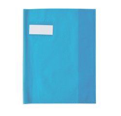 Protège-cahier elba styl'sms pvc opaque 12/100e sans phtalates porte-étiquette et étiquette 170x220mm turquoise