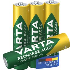 Varta Recharge Accu Power AAA 800 mAh Blister da 4 (Batteria NiMH Accu Precaricata, Micro, ricaricabile, pronta all'uso)