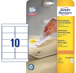 Avery White Multipurpose Labels, Removable