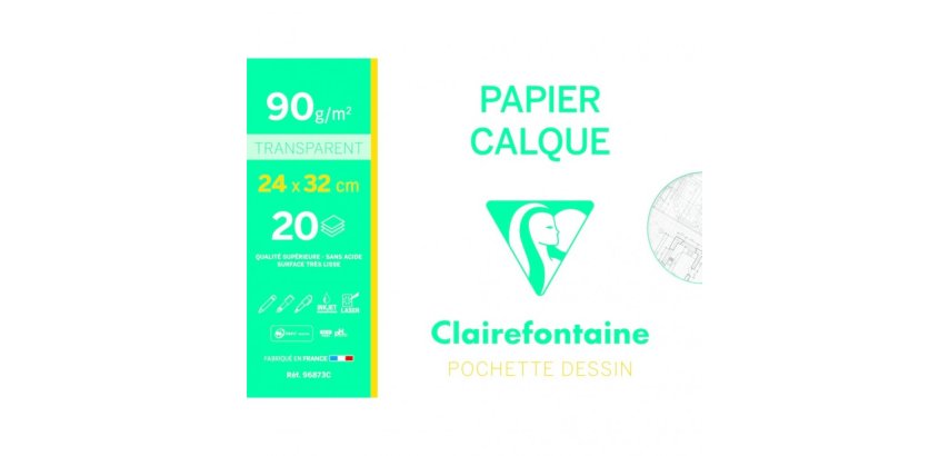 Papier Calque pochette 20F 24x32cm 90/95g