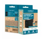 Mobilis Charger 100W 2USB C 1USBA GaN cable 100W Ordinateur portable, Smartphone, Tablette Noir Secteur Intérieure
