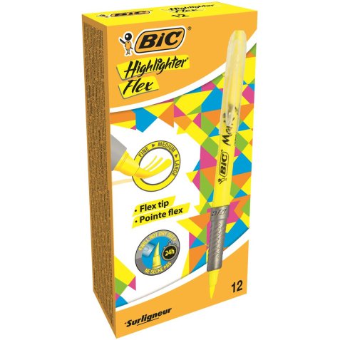 Highlighter Flex Surligneurs à Pointe Souple et Flexible - Jaune