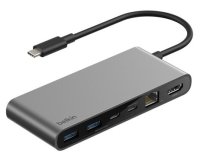 Belkin INC024HQSGY hub & concentrateur USB Type-C 10000 Mbit/s Gris
