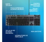 Logitech G Teclado mecánico para gaming con cable de perfil bajo G915 X, teclas de PBT de doble moldeado, teclas totalmente programables, iluminación RGB, acabado en aluminio, interruptores táctiles marrones GL, PC/Mac, Layout ES