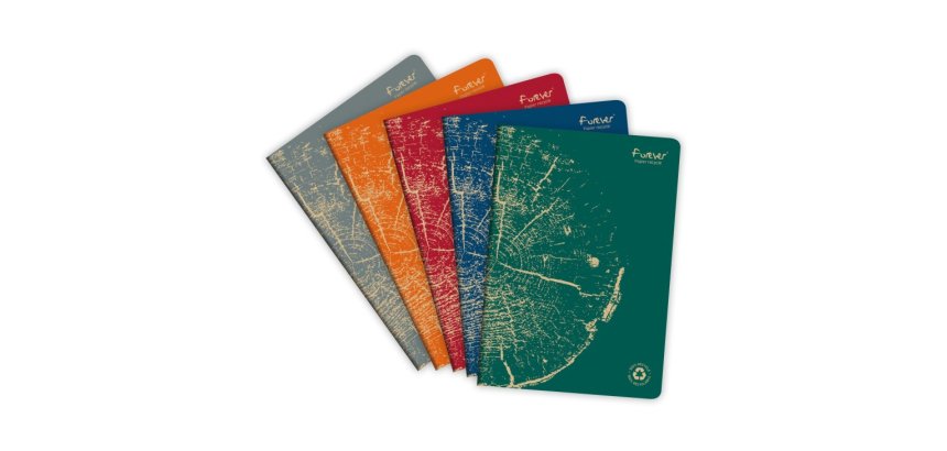 Cahier piqué FOREVER PREMIUM 100% recyclé A4 96 pages ligné papier recyclé blanc 90 g - Assortis
