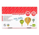 Crayon couleur liderpapel mine extra-résistante 174.5mm écriture douce 12 coloris intenses school pack 144 unités