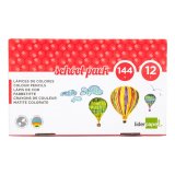 Crayon couleur liderpapel mine extra-résistante 174.5mm écriture douce 12 coloris intenses school pack 144 unités