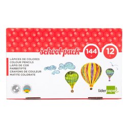 Crayon couleur liderpapel mine extra-résistante 174.5mm écriture douce 12 coloris intenses school pack 144 unités