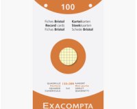 Étui de 100 fiches - bristol quadrillé 5x5 perforé 125x200mm - Couleurs assorties