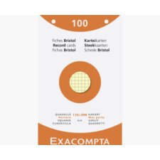 Étui de 100 fiches - bristol quadrillé 5x5 perforé 125x200mm - Couleurs assorties