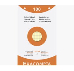 Étui de 100 fiches - bristol quadrillé 5x5 perforé 125x200mm - Couleurs assorties