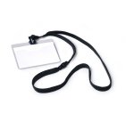 Badge, avec lacet textile, 90 x 60 mm, noir