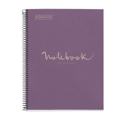 Notebook Eco Emotions, Carton recyclé, A4, quadrillage 5x5 mm, 80 feuilles de 1 couleur,  Miquelrius, Lavande.
