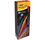 Stylo feutre bic intensity pointe fine corps noir verni  couleurs rouge lot 12 unites