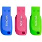 SanDisk Cruzer Blade - Clé USB - 16 Go - USB 2.0 - bleu, vert, rose (pack de 3)