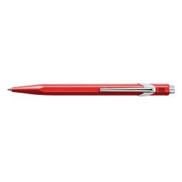 Stylo bille 849 CLASSIC rétractable en aluminium. Corps hexagonal rouge, encre bleue