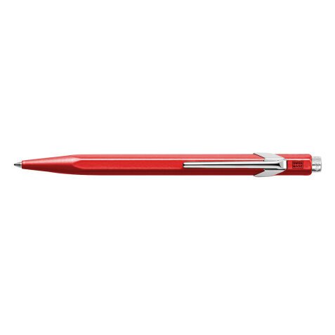 Stylo bille 849 CLASSIC rétractable en aluminium. Corps hexagonal rouge, encre bleue