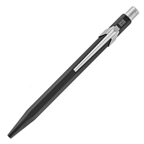 Stylo bille 849 CLASSIC rétractable en aluminium. Corps hexagonal noir, encre bleue