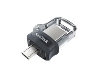 SanDisk Ultra Dual m3.0 unità flash USB 64 GB USB Type-A / Micro-USB 3.2 Gen 1 (3.1 Gen 1) Nero, Argento, Trasparente