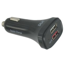 DLH Chargeur voiture USB-A Quick Charge 3.0 livre avec cable USB-C et cable micro USB. 2 ports USB dont 1 port QC Qualcomm 3.0.