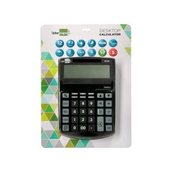 Calculatrice de bureau liderpapel xf40 12 chiffres   double ligne solaire et piles 175x120x30mm coloris noir