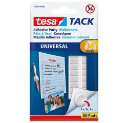 Pastille adhésive tesa tack universal pâte à fixer souple court terme coloris blanc étui 80 unités