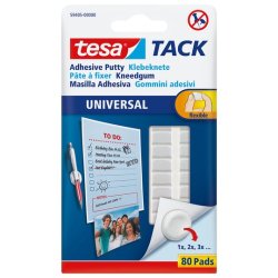 Pastille adhésive tesa tack universal pâte à fixer souple court terme coloris blanc étui 80 unités