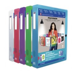 Boîte classement elba polypropylène polyvision translucide 7/10e a4 24x32cm dos 4cm assortis
