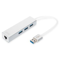 Digitus Adaptador LAN Gigabit y concentrador USB 3.0 de 3 puertos