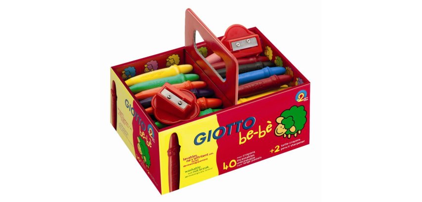 Craie coloriage giotto be-bè résistante coloris assortis coffret scolaire 40 craies 2 taille-crayons offerts