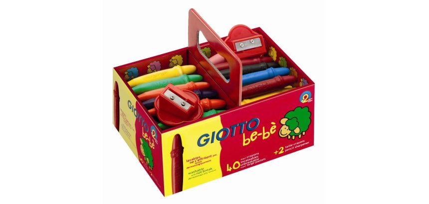 Craie coloriage giotto be-bè résistante coloris assortis coffret scolaire 40 craies 2 taille-crayons offerts