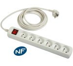 DLH Multiprise secteur (NF) munie de 6 prises avec interrupteur