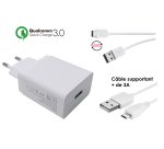 DLH Chargeur secteur USB-A Quick Charge 3.0 avec cable USB-C et cable micro USB