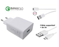 DLH Chargeur secteur USB-A Quick Charge 3.0 avec cable USB-C et cable micro USB