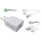 DLH Chargeur secteur USB-A Quick Charge 3.0 avec cable USB-C et cable micro USB