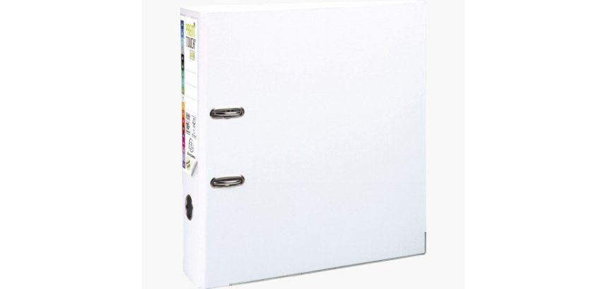 Classeur levier exacompta prem'touch polypropylène a4+ 32x30cm dos 8cm bouton poussoir coloris blanc