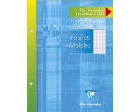 Feuillets mobiles sous étui 17x22 cm 200 pages perforées 2 trous grands carreaux