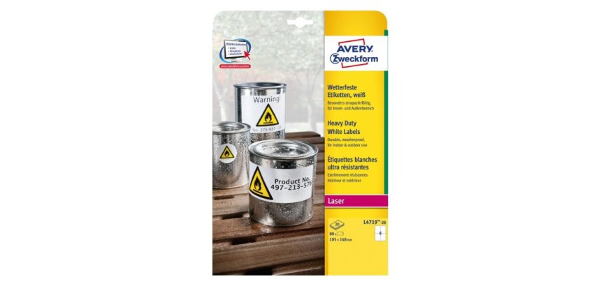 Avery Papier, Folien, Etiketten White Self-adhesive printer label