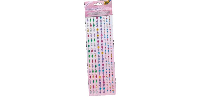 Lot bordures strass folia adhesive 25 cm 5 unites       coloris et formes assorties