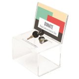 Urne avec porte-visuel et serrure, insert 8,5x0,6 cm - L14,9 x H22,2 x P10,8 cm transparent