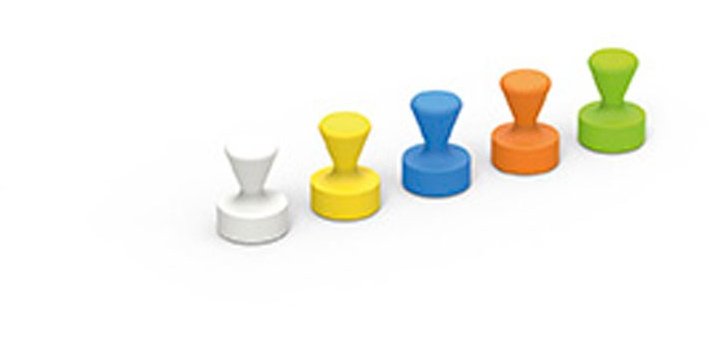 Aimants maul neodyme forme quille resistance 1.5 kg      coloris assortis lot de 10