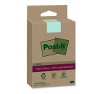 Bloc-notes post-it super sticky grand format recycles 102x152mm 45f repositionnables lignes col. assortis pack 4 blocs