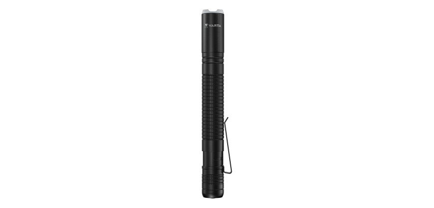 Varta Aluminium F10 Pro LED Flashlight (incl. 2x Longlife Power AAA Batterie per l'uso quotidiano, 150 lumen, resistente agli urti, 3 anni di garanzia) nero per la casa, il campeggio, l'outdoor